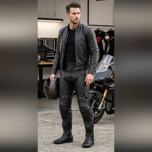 {Xpert Sport} Men's Kevlar Black Leather Motorcycle Pants - Size 36 X 31